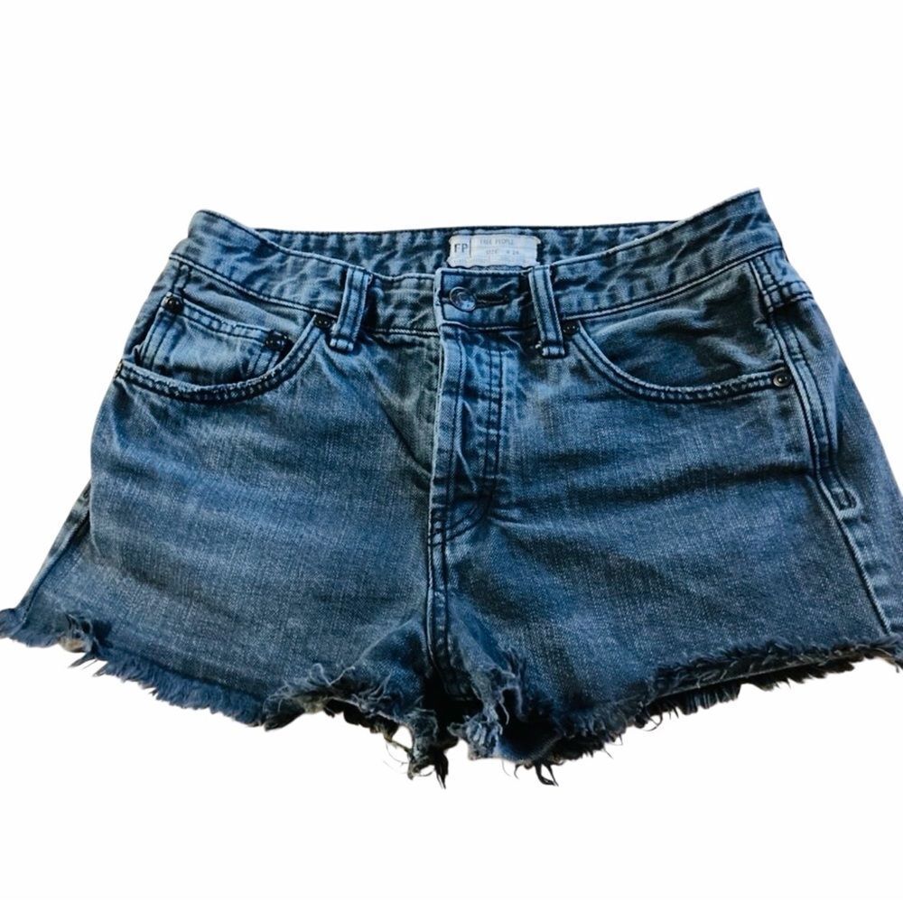 Free People Navy Blue Button Up Short Size 26 - Picture 2 of 8